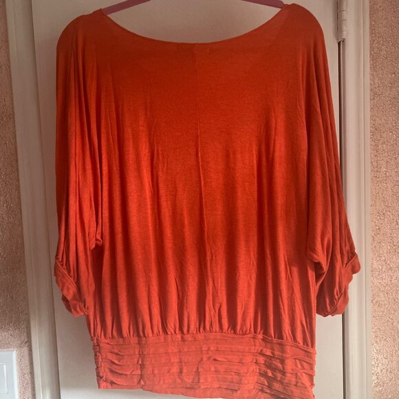 Loose-Fit Batwing Sleeve Orange Top By Max Edition - Size L Made Of Soft Fabric - Picture 6 of 6